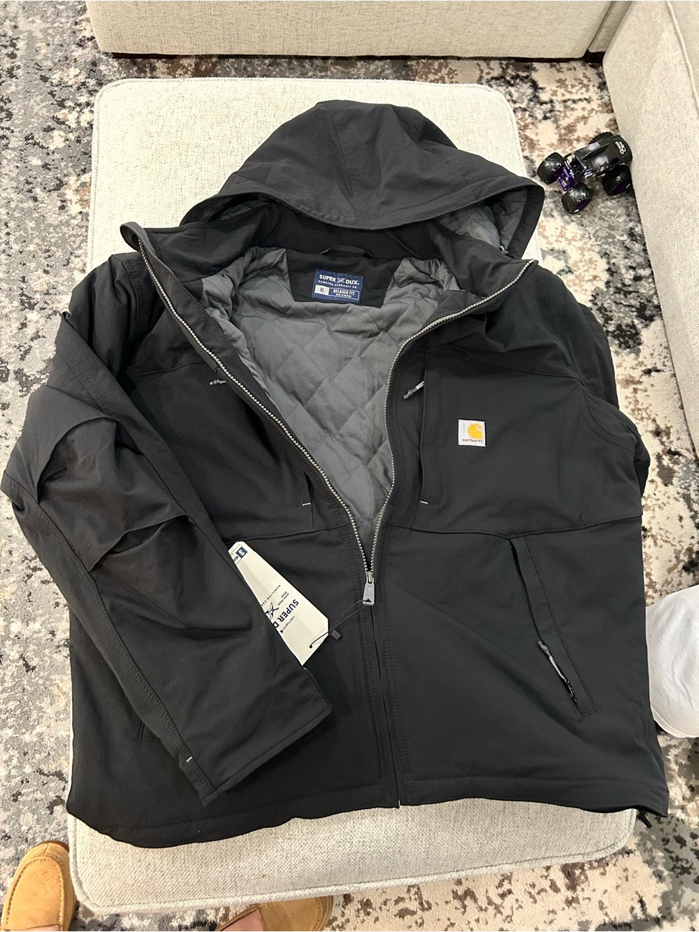 Carhartt super dux black Hooded Quilted-Lined Work jacket